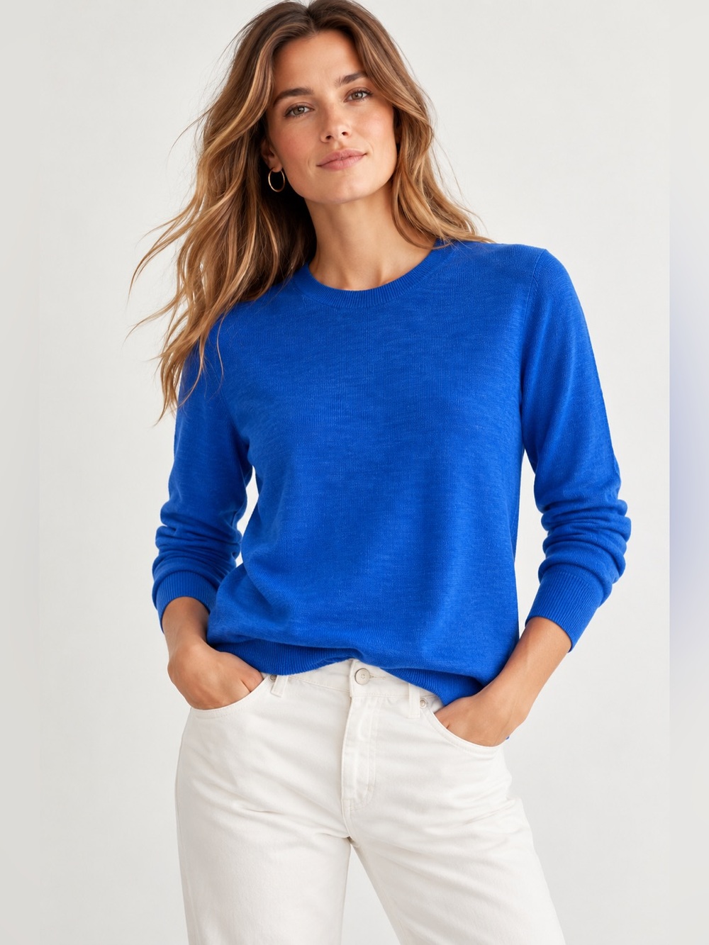 J.Crew Cotton Crewneck Sweater Cobalt Blue Pullover NWT Size Small